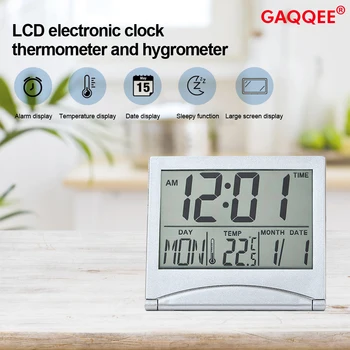 Портативный ЖК-цифровой термометр, измеритель влажности, Складная настольная метеостанция, Электронный датчик температуры С будильником