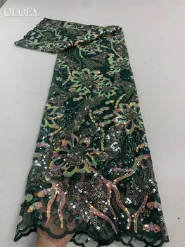 Высококачественная роскошная французская вышивка, тяжелая кружевная ткань для жениха, Африканская Нигерийская ткань с блестками Для свадебного платья