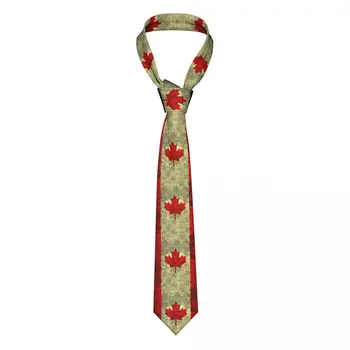 Классические галстуки с флагом Канады для мужчин, изготовленный на заказ шелковый канадский флаг в деловом стиле Тяжелый гранж