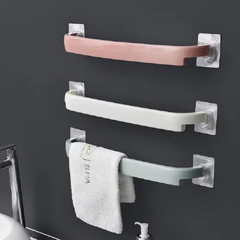 Полезная пластиковая настенная полка для полотенец в ванной комнате, Самоклеящийся держатель для туалетной бумаги, Подвесная вешалка для ванной комнаты