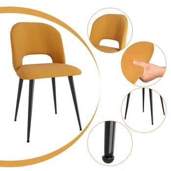 Легкие роскошные стулья для столовой, набор из 2 современных приставных стульев, кухонные стулья с металлическими ножками, мягкое кресло для гостиной
