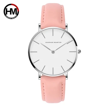 Роскошные модные часы бренда Hannah Martin, женские кожаные часы, женские Классические Простые кварцевые наручные часы с браслетом, женские часы
