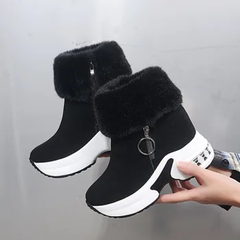 Зимние женские теплые кроссовки, зимние ботинки на платформе, ботильоны 2023 года, женская повседневная обувь, ботильоны для женщин, женские ботинки на шнуровке