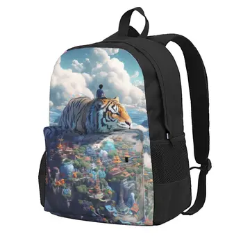 Рюкзак Tiger с 3D животными Рюкзаки в уличном стиле Подростковые красочные Легкие школьные сумки Эстетичный рюкзак