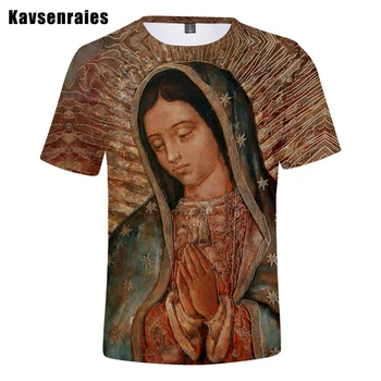 Мужская футболка Guadalupe Virgin Mary Catholic, Модная Повседневная Футболка Унисекс С 3D Принтом, Летняя Уличная одежда Harajuku, Топы Оверсайз