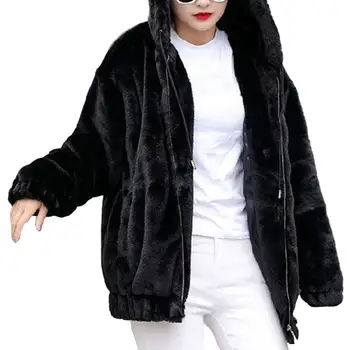 Женская однотонная куртка, женская плюшевая куртка с капюшоном и мягкой застежкой-молнией, теплое ветрозащитное пальто на осень-зиму с длинным рукавом