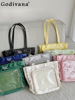 Милые женские кружевные сумки через плечо в японском стиле, модные универсальные женские атласные плиссированные сумки-тоут для пригородных поездок