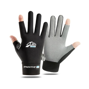 Противоскользящие перчатки для рыбалки GOBYGO, защита от солнца, дышащие перчатки из ледяного шелка, Спортивные велосипеды, Перчатки для бега, версия унисекс