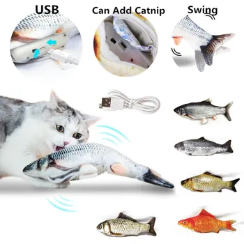 Игрушка для домашних кошек, имитирующая рыбку, заряжающаяся от USB Электрическая движущаяся Танцующая рыбка, игрушка для собаки, кошки, игрушки для жующих кошек, Интерактивные товары для домашних животных