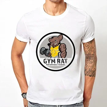 Крысиный фитнес-мужчина, высококачественная хлопковая футболка, забавная футболка Gym Rat для фитнеса, бодибилдинга, мужская повседневная футболка с коротким рукавом, топы