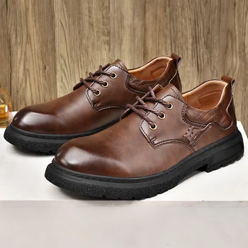 Мужская кожаная повседневная обувь ручной работы, мужская кожаная обувь, мужская обувь для вождения, классическая повседневная обувь в стиле карго в стиле ретро 38-44