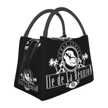 La Reunion Et Margouillat с белым логотипом, Изолированная сумка для ланча для женщин, Портативный Термос-холодильник, ланч-бокс для еды, ланчбэк для ланча