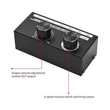 Переключатель выбора аудиосигнала 6 в 1, 6 входов и 1 источник выхода для наушников и динамиков для любителей музыки