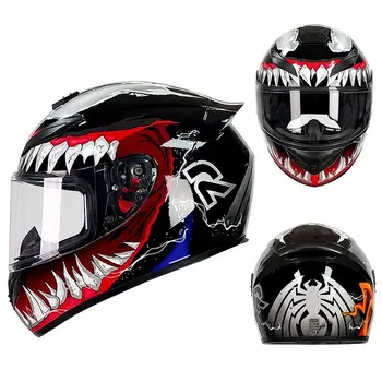 Мотоциклетный Шлем для Мотоциклов Полнолицевой Дизайн Venom Одобрен В Горошек Высококачественный Шлем Для Мотокросса Различных Размеров С Противотуманным Козырьком