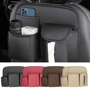 Органайзер на спинке автокресла, карман для хранения в автомобиле из искусственной кожи с ремешком с пряжкой, универсальная сумка на заднем сиденье автомобиля для путешествий, автомобильные аксессуары