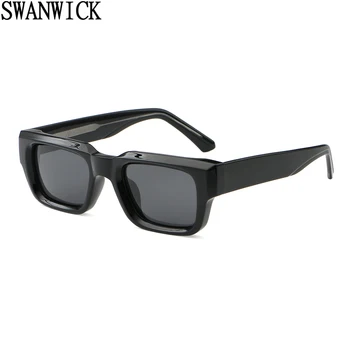Толстые квадратные солнцезащитные очки Swanwick для мужчин, поляризованные солнцезащитные очки из ацетата CP, ретро женские мужские зеленые коричневые UV400 2024, высокое качество