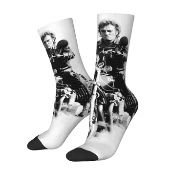 Мужские носки French singer crew, носки в стиле унисекс, забавные носки для велосипедистов, Джонни Холлидей, весна, лето, осень, зима