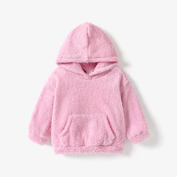 PatPat для маленьких мальчиков/девочек, однотонный Рождественский топ с капюшоном/пуловер