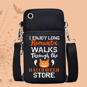 Женская сумка для мобильного телефона с романтическим принтом на Хэллоуин, забавная сумка-мессенджер в виде тыквы, кошелек на шее, женские сумки на Хэллоуин