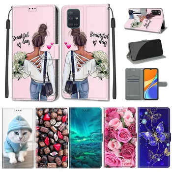 Кожаный чехол с откидной крышкой для Samsung Galaxy A51, чехол-бумажник, держатель для карт, подставка, чехол-книжка для Samsung Galaxy A515F, цветочный узор для девочек
