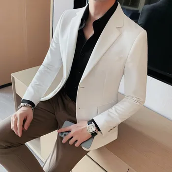 Новый высококачественный Модный Универсальный однобортный пиджак, Мужской Деловой Повседневный костюм Без глажки, Тонкий Повседневный Однотонный костюм