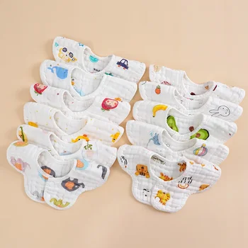 Хлопчатобумажное полотенце от слюны, 8 слоев детских хлопчатобумажных изделий, детский нагрудник, детский нагрудник с лепестками, Марлевое полотенце от слюны для новорожденных