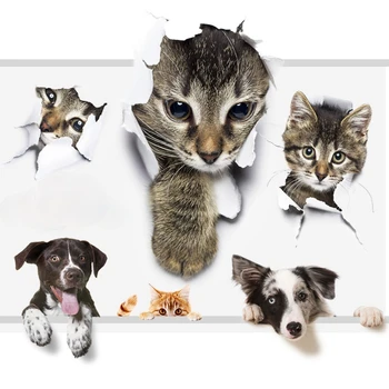 3D Наклейки для автомобилей с кошками и собаками, милые наклейки для глаз, Авто KK Винил, мотоцикл, Животное, Бомба, Домашнее животное, Тюнинг лобового стекла автомобиля, ПВХ