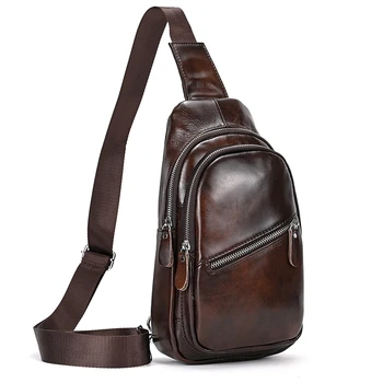 Мужская сумка через плечо из высококачественной натуральной кожи, нагрудная сумка из воловьей кожи, мужская сумка на одно плечо, мужская кожаная сумка на плечо, черный кофе
