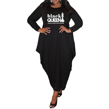 Платья с принтом Queen Black для женщин 2022, Африканские платья для женщин, одежда Kawaii, длинное платье Макси