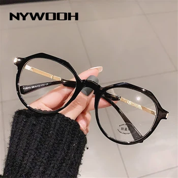 Компьютерные оправы для очков NYWOOH TR90 для женщин, очки с синим светом, мужские винтажные очки в неправильной круглой оптической оправе, поддельные очки