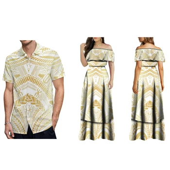 Новое поступление 2024 года, элегантное платье с оборками и открытыми плечами, платья С полинезийским самоанским племенным принтом, Длинные вечерние платья Макси Для женщин