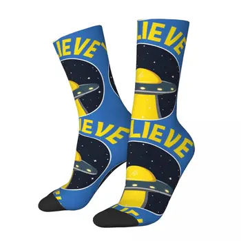 Компрессионные носки Happy Funny для мужчин, я считаю, винтажные носки Harajuku Alien Star Terrible Magic в стиле хип-хоп с новым рисунком Crew Crazy Sock