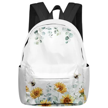 Идиллический эвкалиптовый рюкзак с бабочкой и подсолнухом, школьные сумки для подростков, сумка для ноутбука, женский повседневный рюкзак для путешествий