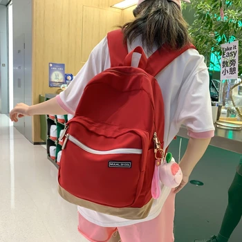 Модная сумка из нейлона простого цвета для девочек-подростков среднего возраста, женщин, милая новая сумка, рюкзак, сумки для книг, школьная сумка для студентов Большой емкости