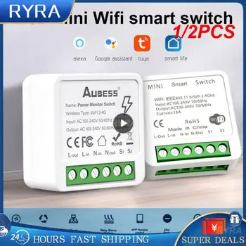 1 / 2ШТ Tuya MINI Wifi Switch 2-полосное реле Приложение Smart Life Беспроводной пульт дистанционного управления Умный дом для Alexa Home Яндекс