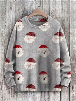 Вязаный пуловер Санта, свитер, свитер с принтом, мужской Или женский пуловер