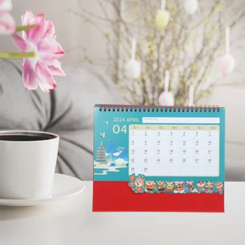 Настольный календарь 2024 Украшения для рабочего стола в китайском стиле Год дракона Модный дизайнерский календарь-2024 Ежемесячный лист бумаги
