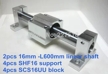 линейный набор 16 мм: 2шт 16 мм - 600 мм линейный круглый вал + 4шт опора вала SK16 + 4шт линейный подшипниковый блок SCS16UU