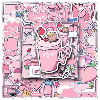 10/30/50шт Кавайные розовые наклейки с граффити в виде еды в стиле Ins, мультяшная наклейка для дневника, скрапбукинга, наклейка на чемодан для ноутбука для маленьких девочек