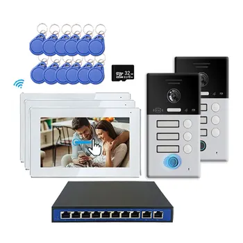 Anjielo Smart Tuya Wifi видеодомофон IP-типа для 3-х семейных апартаментов с набором переключателей poe