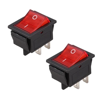 2x с красной подсветкой 4-контактного переключателя DPST ВКЛ/ВЫКЛ 16A 20A 250 В переменного тока