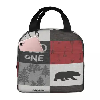 Wild One Woodland в стиле пэчворк-красная сумка для ланча, сумка для пикника, ланч-бокс, детские женские сумки для ланча