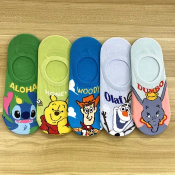 Летние хлопчатобумажные носки для девочек Disney с милым мультяшным Микки Маусом Frozen 2 Женские носки Дышащие и невидимые Мягкие короткие носки