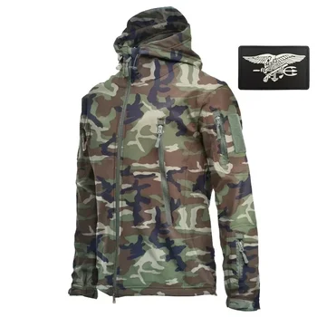 Тактическая куртка Soft Shell, водонепроницаемая ветровка, флисовое пальто, охотничья одежда, камуфляж, армейская военная униформа, Новая походная куртка и брюки