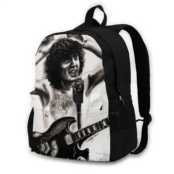 Школьные сумки Angus Young для девочек-подростков, сумки для ноутбука, дорожные сумки Angus Young People, портреты музыкальных гитаристов Карандашом