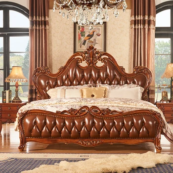 Супружеская кровать размера Queen Size Европейская Эстетическая Роскошная Кровать Принцессы Современная Деревянная мебель для спальни Camas De Matrimonio Dormitorio