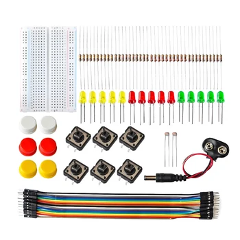 Стартовый набор для мини-макетной платы UNO R3, светодиодная кнопка-перемычка для Arduino, лаборатория школьного образования 
