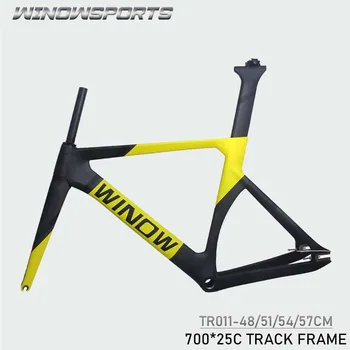 Winowsports Полностью карбоновая велосипедная рама с фиксированной передачей, велосипедная рама для соревнований по велоспорту на треке для тренировок