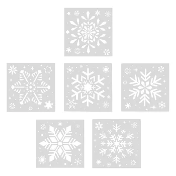 6шт Рождественских трафаретов, шаблон для рисования своими руками, Рождественские трафареты в виде снежинок для окна, двери, стены, Рождественская снежинка своими руками