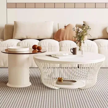 Журнальный столик в скандинавском стиле для гостиной, органайзер Trau, Белый Маленький передвижной журнальный столик Mesa Lateral, мебель для кухни